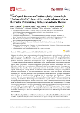 The Crystal Structure of N-(1-Arylethyl)-4-Methyl- 2,2-Dioxo-1H-26,1-Benzothiazine-3-Carboxamides As the Factor Determining Biol