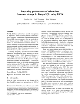 Improving Performance of Schemaless Document Storage in Postgresql Using BSON