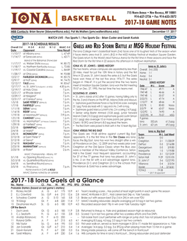 2017-18 Game Notes