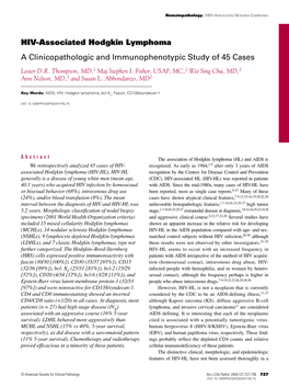 Hiv-Associated Hodgkin Lymphoma