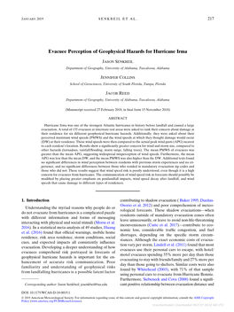 Evacuee Perception of Geophysical Hazards for Hurricane Irma