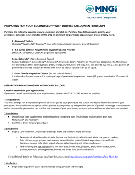 Preparing for Your Colonoscopy with Double Balloon Enteroscopy