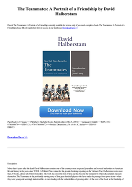 The Teammates: a Portrait of a Friendship by David Halberstam