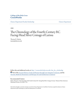 The Chronology of the Fourth-Century B.C. Facing-Head Silver Coinage of Larissa