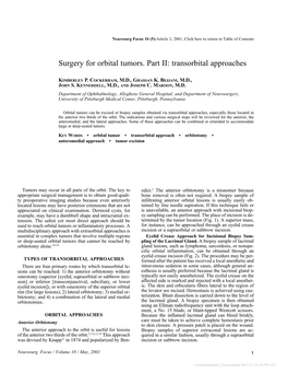 Surgery for Orbital Tumors. Part II: Transorbital Approaches