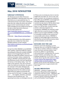 May 2018 NEWSLETTER