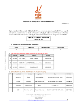 As0001/19 Asamblea General Ordinaria