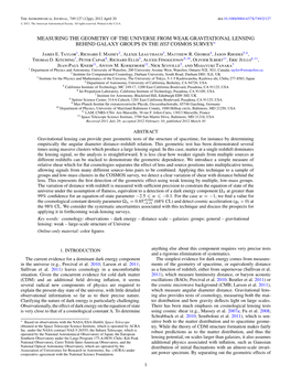 Measuring the Geometry of the Universe from Weak Gravitational Lensing Behind Galaxy Groups in the Hst Cosmos Survey∗