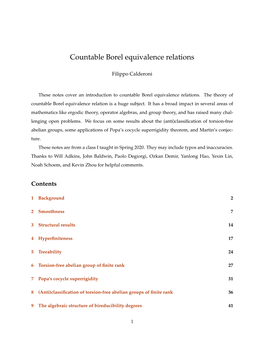 Notes on Countable Borel Equivalence Relations