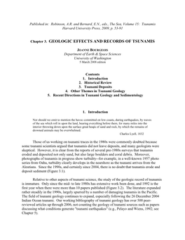 Chapter 3. GEOLOGIC EFFECTS and RECORDS of TSUNAMIS