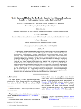 Arctic Ocean and Hudson Bay Freshwater Exports: New Estimates from Seven Decades of Hydrographic Surveys on the Labrador Shelf