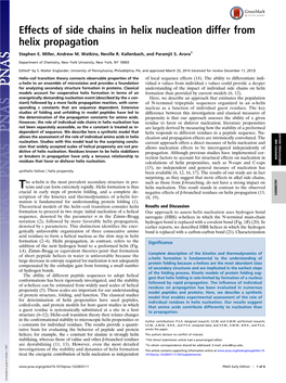 Effects of Side Chains in Helix Nucleation Differ from Helix Propagation