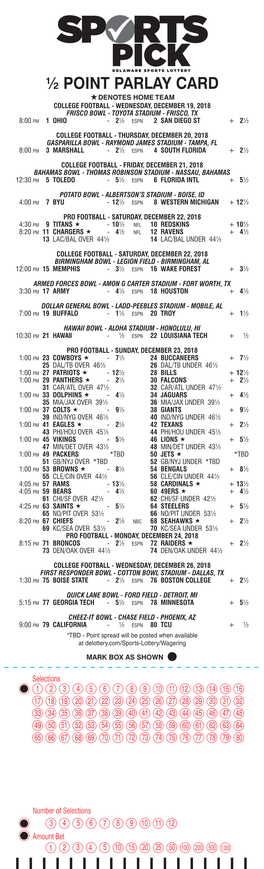 ½ Point Parlay Card