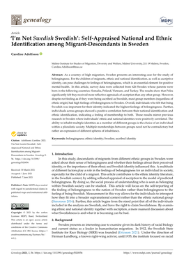 'I'm Not Swedish Swedish': Self-Appraised National and Ethnic