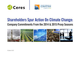 Shareholders Spur Action on Climate Change: Company Commitments from the 2014 & 2015 Proxy Seasons