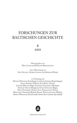 Forschungen Zur Baltischen Geschichte