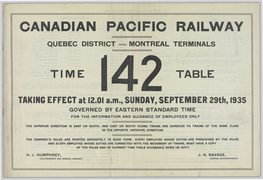 Canadian Pacific Railway Quebec District = Montreal Terminals