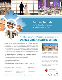 Facility Rentals Unique and Historical Setting