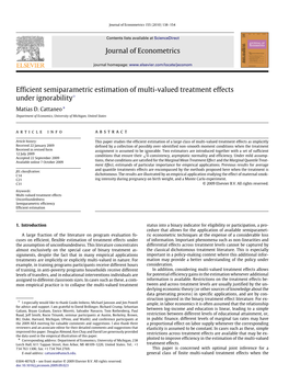 Journal of Econometrics Efficient Semiparametric Estimation of Multi