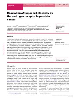 Regulation of Tumor Cell Plasticity by the Androgen Receptor in Prostate Cancer