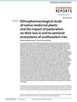 Ethnopharmacological Study of Native Medicinal Plants and the Impact Of