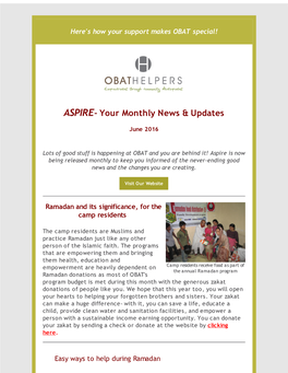 ASPIRE- Your Monthly News & Updates