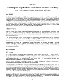 Enhancing RTF Output with RTF Control Words and In-Line Formatting