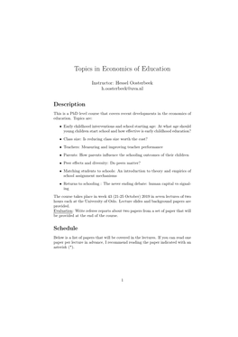 Economics of Education