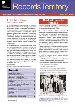 Cabinet Records Release from the Director