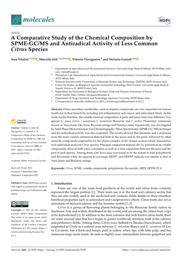 A Comparative Study of the Chemical Composition by SPME-GC/MS and Antiradical Activity of Less Common Citrus Species