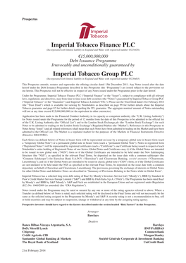 Imperial Tobacco Group PLC A9.4.1.1 (Incorporated with Limited Liability in England and Wales with Registered Number 03236483) A9.4.1.2