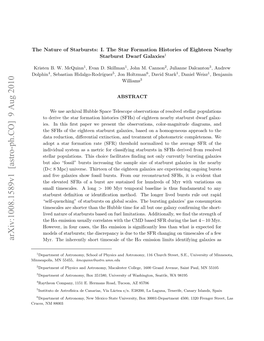 Arxiv:1008.1589V1 [Astro-Ph.CO] 9 Aug 2010 Inaoi,M 55455, MN Minneapolis, Rcs M88003 NM Cruces, Dolphin H Aueo Truss .Tesa Omto Itre of Histories Formation Star the I