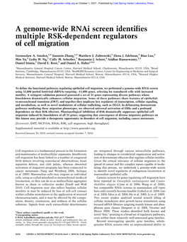 A Genome-Wide Rnai Screen Identifies Multiple RSK-Dependent Regulators of Cell Migration