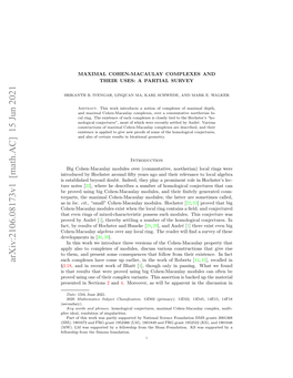 Arxiv:2106.08173V1 [Math.AC] 15 Jun 2021 at Yrslso Ohtradhnk [ Huneke and Hochster of Results by Fact, Le Da,Rslto Fsingularities