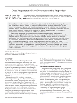 Does Progesterone Have Neuroprotective Properties?