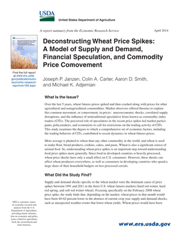 Deconstructing Wheat Price Spikes: Service