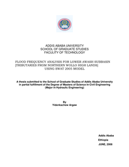 Addis Ababa University School of Graduate Studies Faculity of Technology