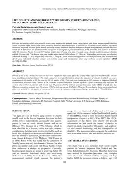 Life Quality Among Elderly with Obesity in Outpatient Clinic, Dr. Soetomo Hospital, Surabaya