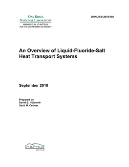 An Overview of Liquid-Fluoride-Salt Heat Transport Systems