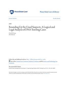 Rounding up the Usual Suspects: a Logical and Legal Analysis of DNA Trawling Cases David H