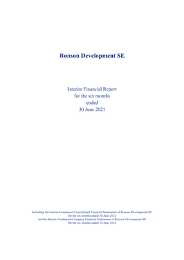 Ronson Development SE