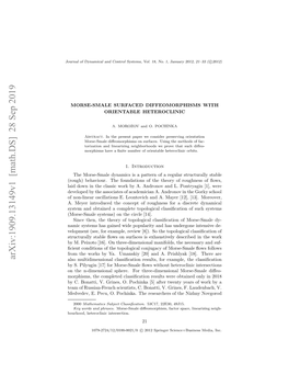 Arxiv:1909.13149V1 [Math.DS] 28 Sep 2019 Ora Fdnmcladcnrlsses O.1,N.1 Jan 1, No