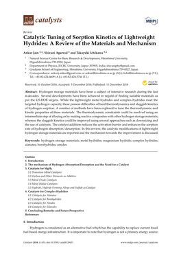 Catalytic Tuning of Sorption Kinetics of Lightweight Hydrides: a Review of the Materials and Mechanism