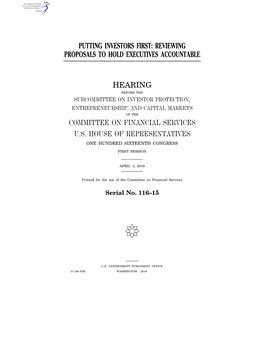 Putting Investors First: Reviewing Proposals to Hold Executives Accountable