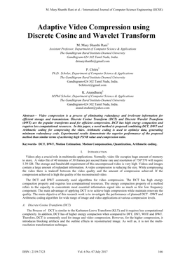 Adaptive Video Compression Using Discrete Cosine and Wavelet Transform