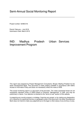 Madhya Pradesh Urban Services Improvement Project Asian Development Bank Loan Assistance (Loan No