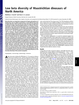 Low Beta Diversity of Maastrichtian Dinosaurs of North America