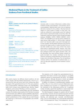 Medicinal Plants in the Treatment of Colitis: Evidence from Preclinical Studies