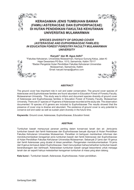 Keragaman Jenis Tumbuhan Bawah (Famili Asteraceae Dan Euphorpiaceae) Di Hutan Pendidikan Fakultas Kehutanan Universitas Mulawarman