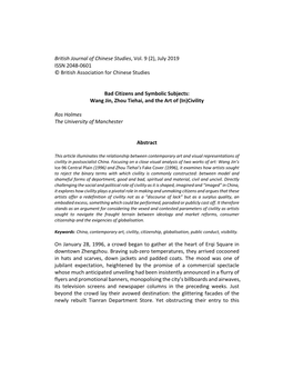 British Journal of Chinese Studies, Vol. 9 (2), July 2019 ISSN 2048-0601 © British Association for Chinese Studies